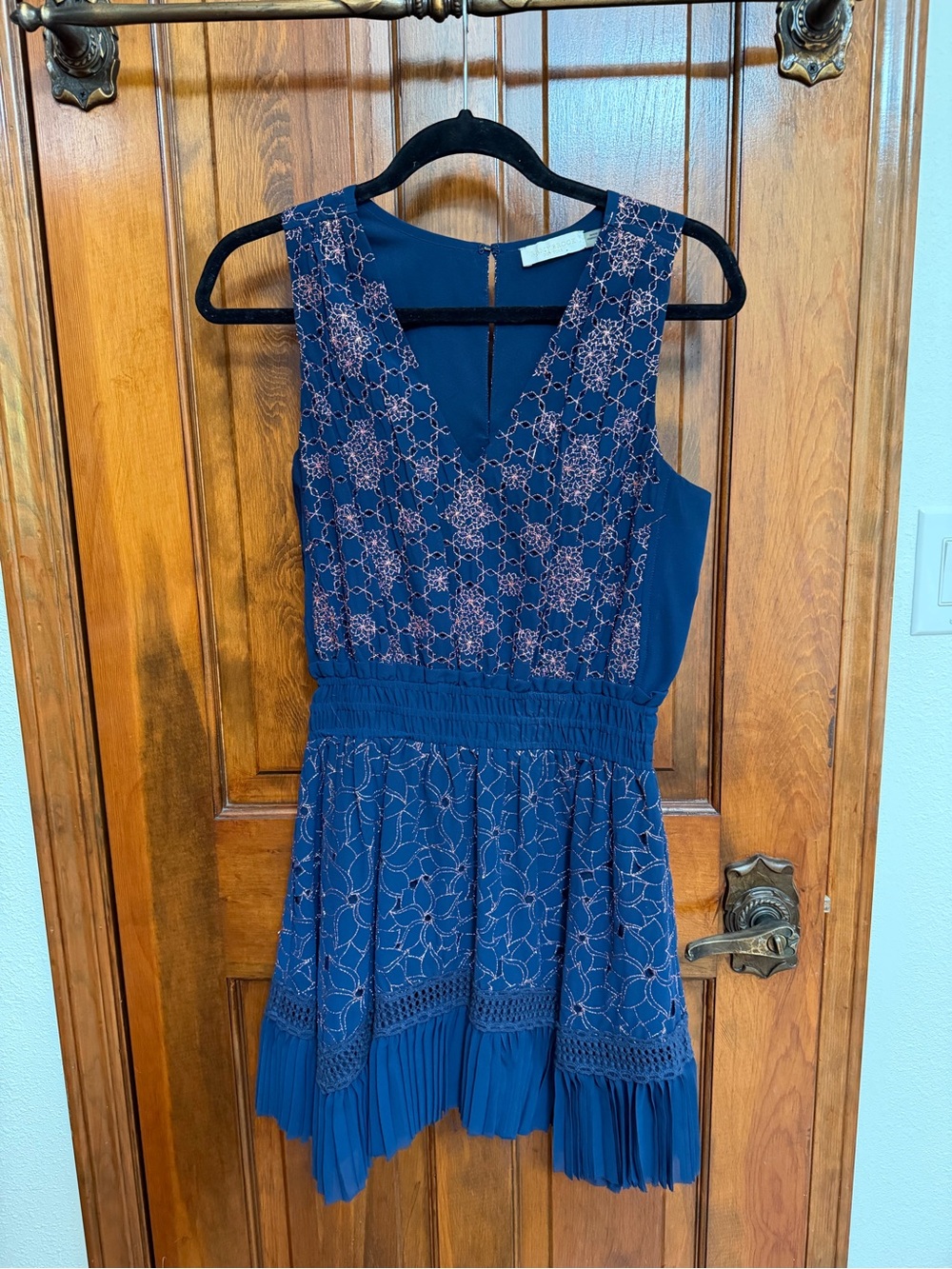 Ramy Brook Hope Dress - Cocktail - Nightclub - Navy Lace-Trim V-Neck Dress
